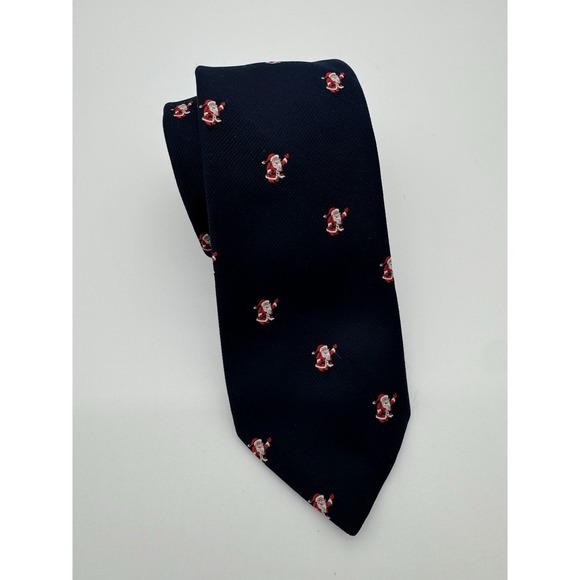 Renleigh Other - Renleigh Christmas Santa Tie Navy Blue Silk Blend Novelty Holiday Tie Classic